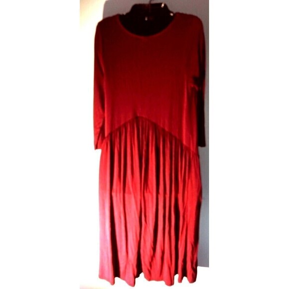 Agnes & Dora Dress With Pockets Burgandy Maroon Size XS Scoop Neck 3/4 Sleeve - Picture 3 of 4